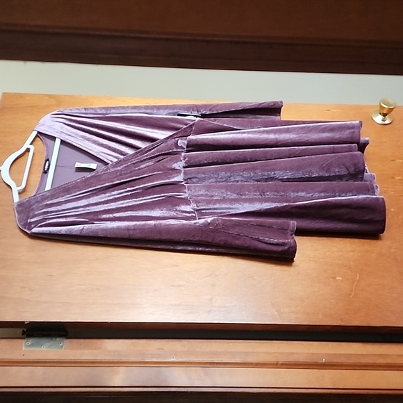 Express Velvet Surplice Fit and Flare Dress - Picture 3 of 9